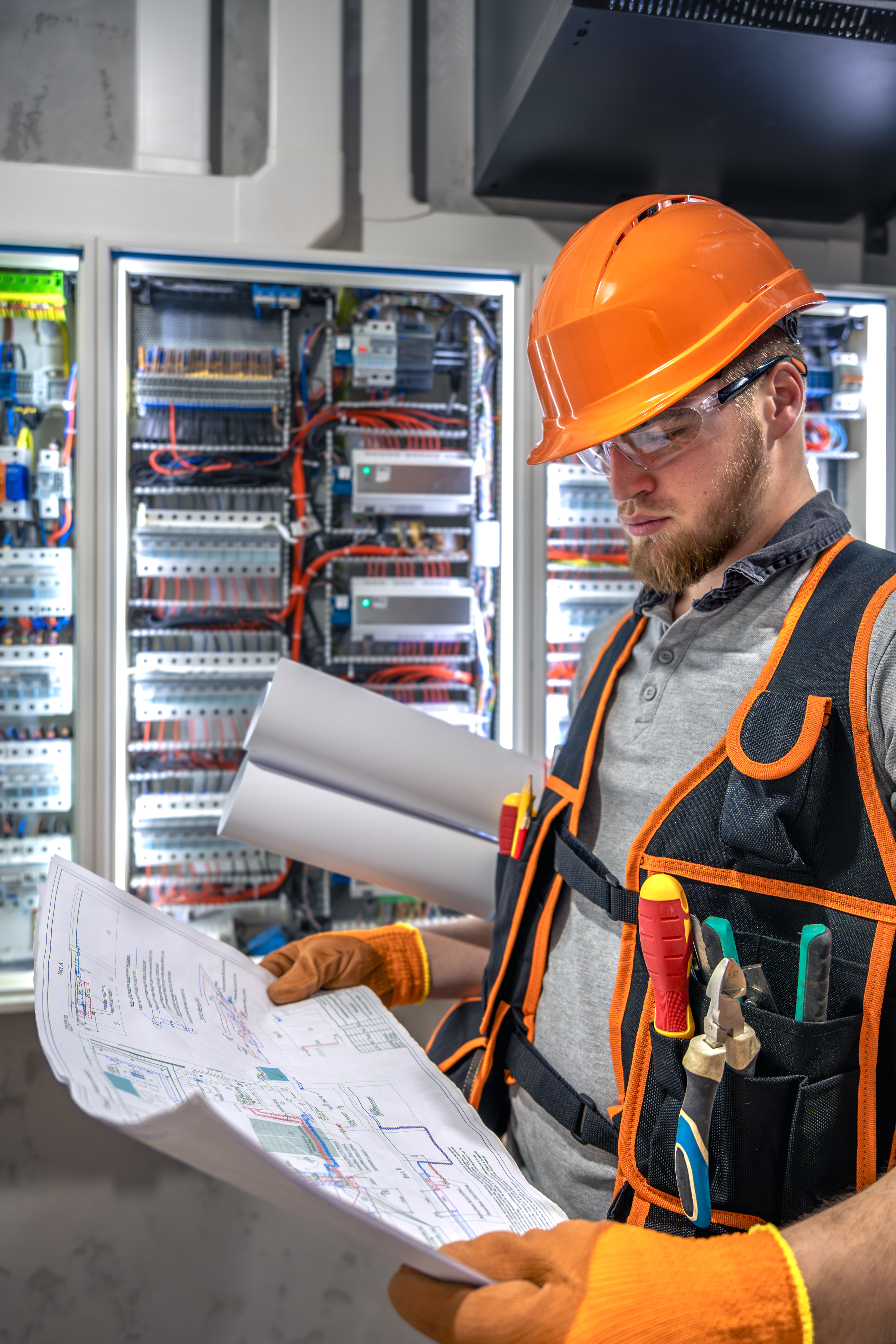 Construction professionals working on an active jobsite